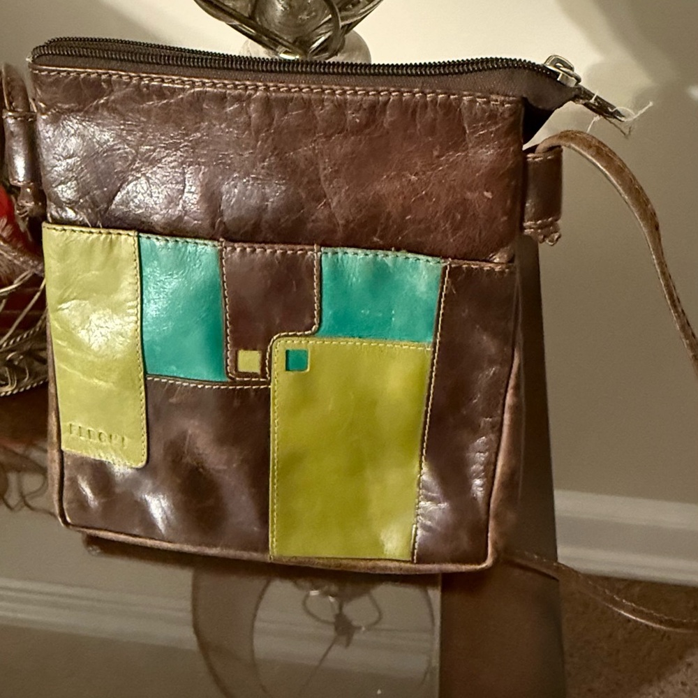 FERCHI Brown and Multicolor Leather Women Cross Body Bag